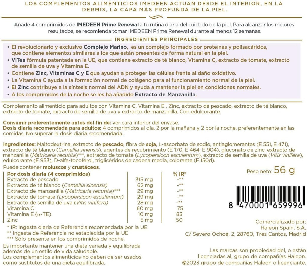 Imedeen Prime Renewal Comprimidos (120 unidades) – Fórmula de colágeno para el cuidado de la piel a partir de los 50 años