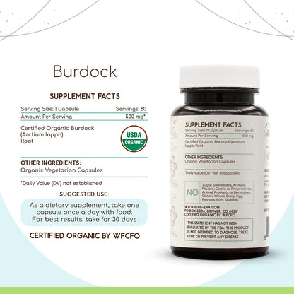 HerbEra Bardana Orgánica USDA - 60 Cápsulas - Suplemento Herbal Natural con Raíz de Bardana (Arctium lappa) Orgánica – Image 3