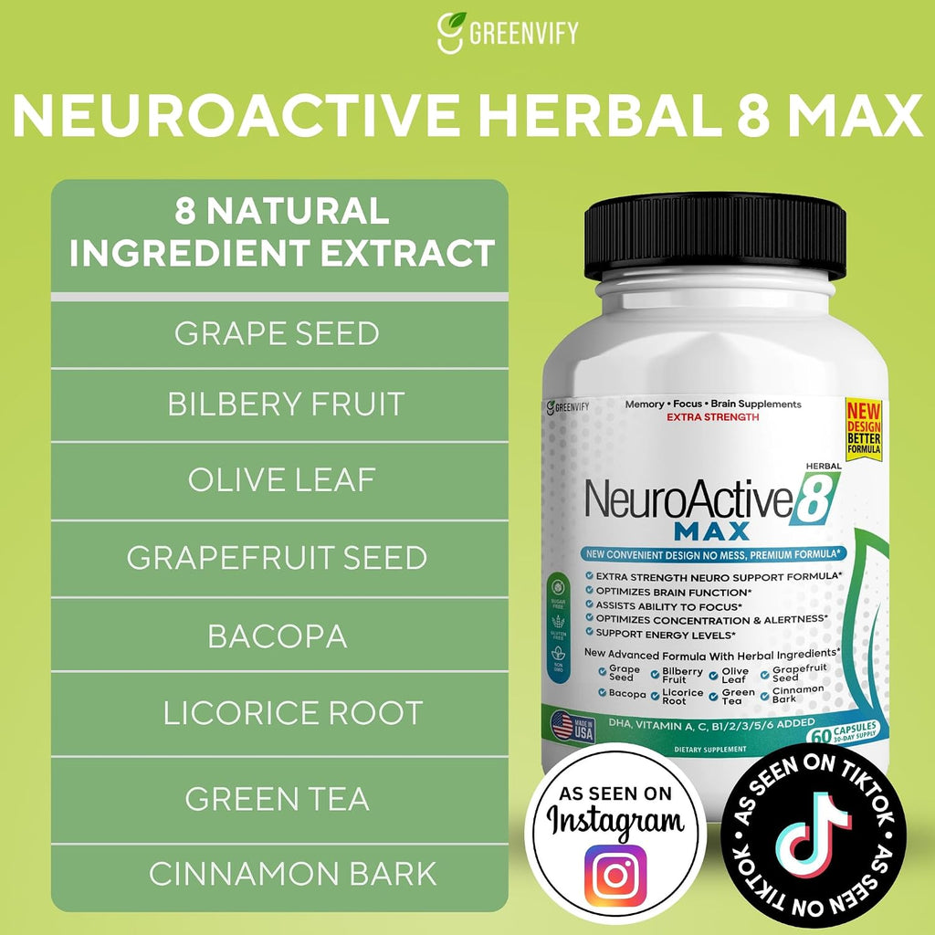 NeuroActive 8 Max, 60 Cápsulas – Apoyo Cerebral y Energía