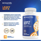 BioMatrix Leaky Gut-X - Complemento para la Reparación Intestinal con Glutamina, Quercetina, Uña de Gato, MSM, 60 Días