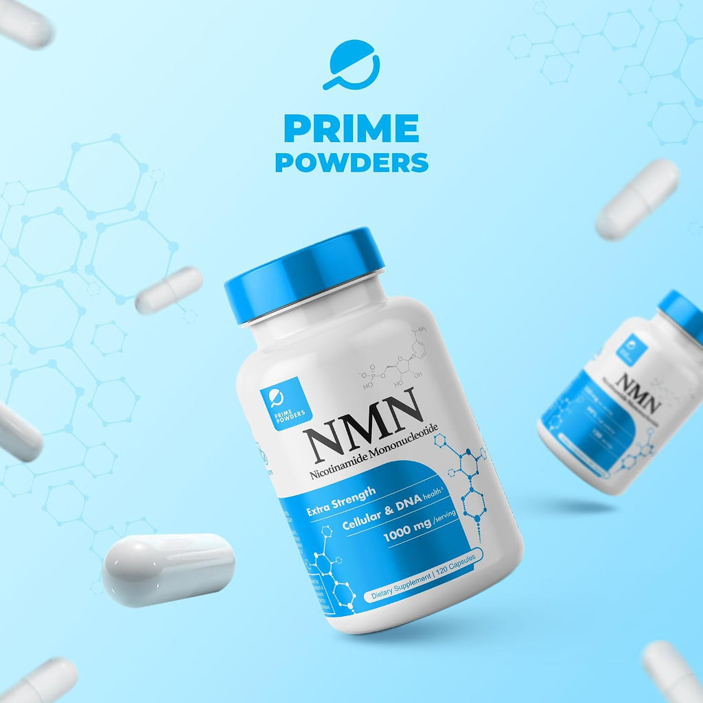 Prime Powders Cápsulas de NMN – 1000 mg por Ración – Nicotinamida Mononucleótido Estabilizada – Alta Potencia – 120 Cápsulas Vegetarianas, No Transgénico y Sin Gluten