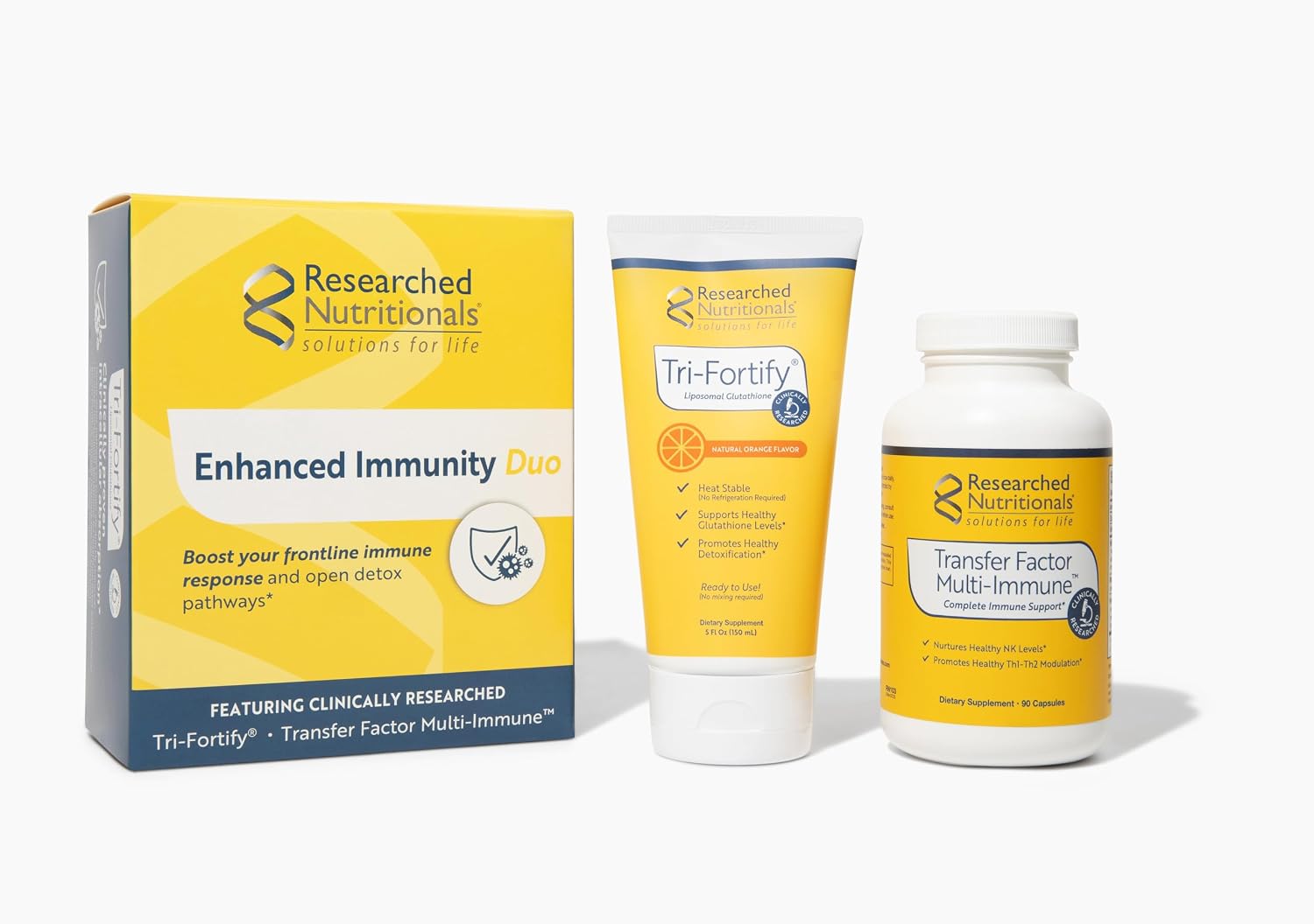 Researched Nutritionals Liposomal Glutathione (450mg) + Colostrum & Hongos | Dúo Inmunológico
