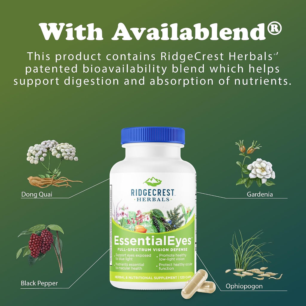 EssentialEyes – Suplemento Ocular Natural con Luteína, Zeaxantina y Arándano (120 Cápsulas Veganas)