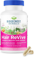 RidgeCrest Herbals Hair ReVive - Complemento Capilar con Biotina, Zinc y Cobre (120 Cápsulas, 30 Dosis)