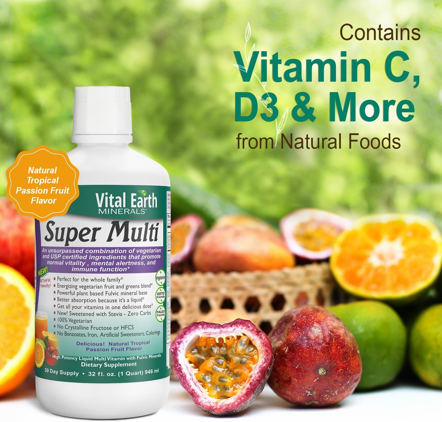 Vital Earth Minerals Bone & Wellness Support – Cal Mag Líquido + Super Multi, Multivitamínico Líquido, 2x946 ml