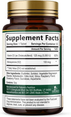 Nature's Nutrition Vitamina D3 K2 5000 UI + 100 mcg MK-7 - 60 Comprimidos Masticables
