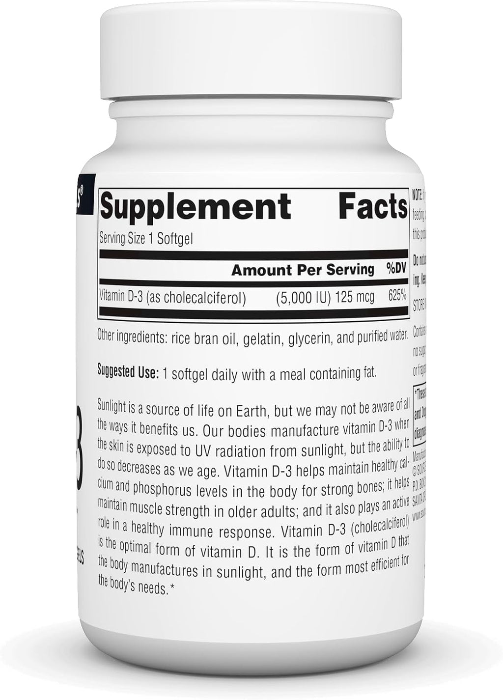 Source Naturals Vitamina D-3 5000 UI 200 Cápsulas Blandas