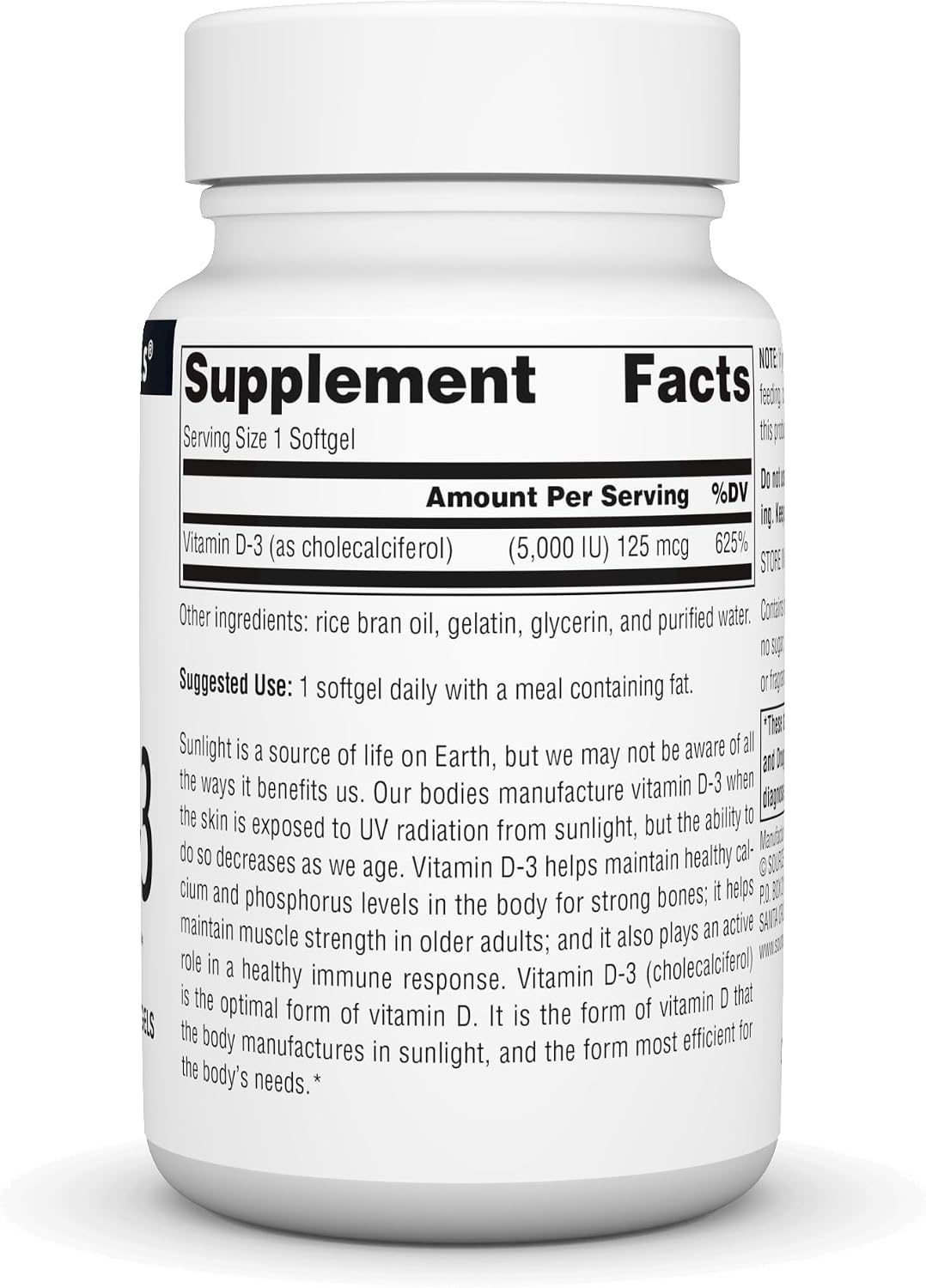 Source Naturals Vitamina D-3 5000 UI 200 Cápsulas Blandas