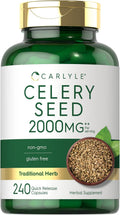 Carlyle Celery Seed Extract Capsules - 240 cápsulas - Suplemento herbal tradicional - Sin OGM y sin gluten