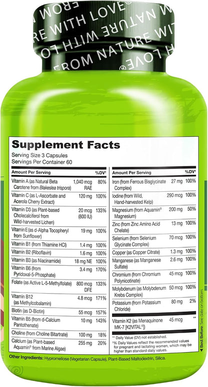 NATURELO Multivitamínico Prenatal con Hierro – Yodo de algas kelp: Esencial para la función tiroidea y el – Image 7