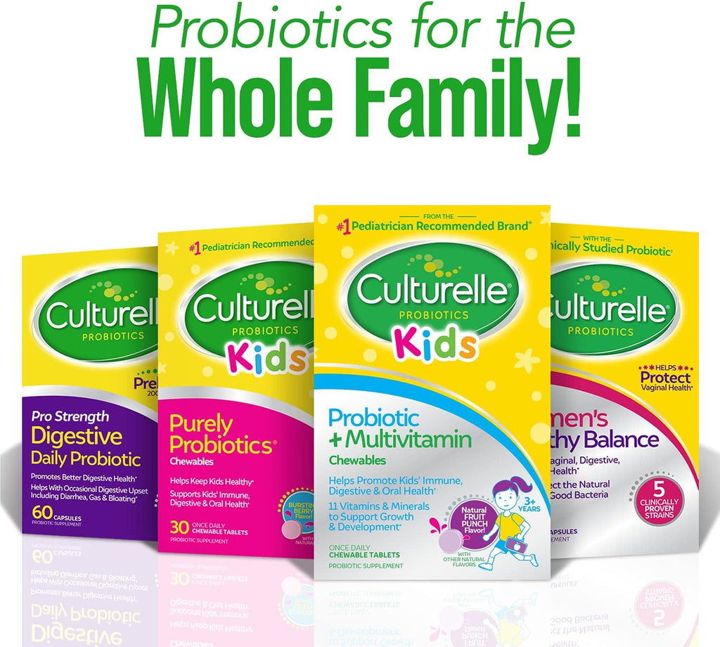 Culturelle Kids Probiótico + Multivitamínico Completo Masticable para Niños (30 comprimidos)