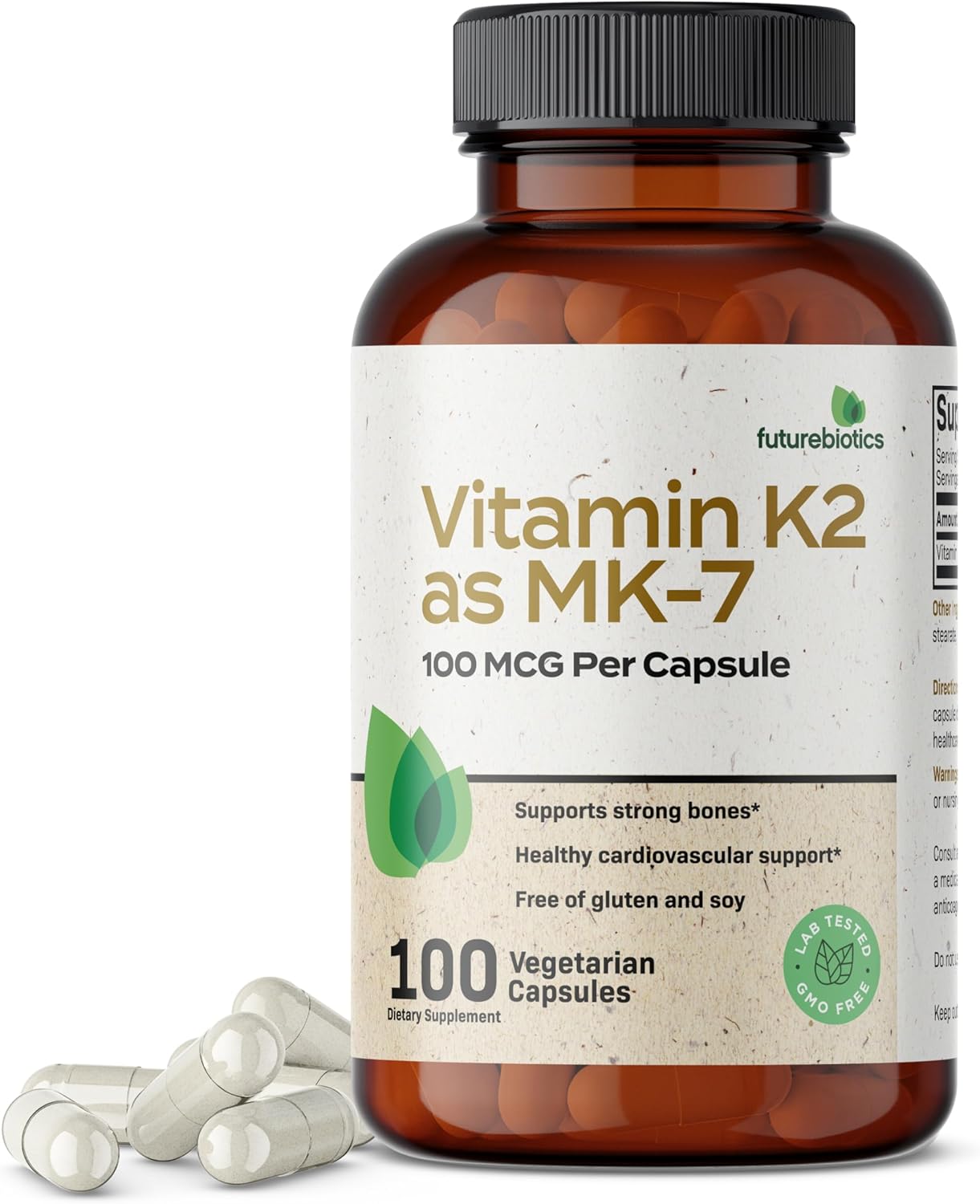 Futurebiotics Vitamina K2 como MK-7 100 mcg, 100 Cápsulas Vegetales