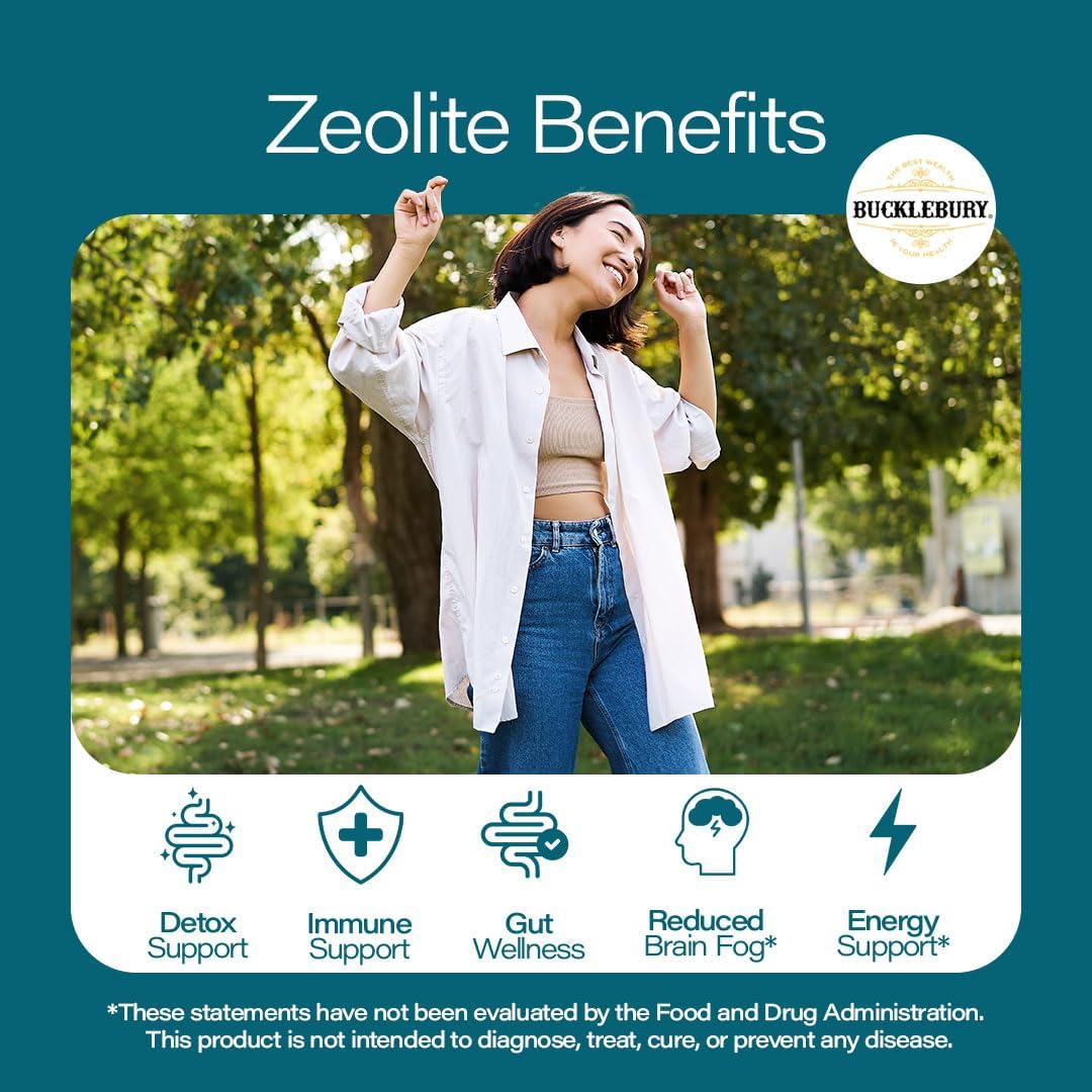 BUCKLEBURY Cápsulas de Zeolita Micronizada - Detox Mineral para Adultos - Apoyo para el Sistema Inmunológico, Metabolismo y Salud Digestiva - Fórmula Avanzada para Hombres y Mujeres - 90 Cápsulas Veganas