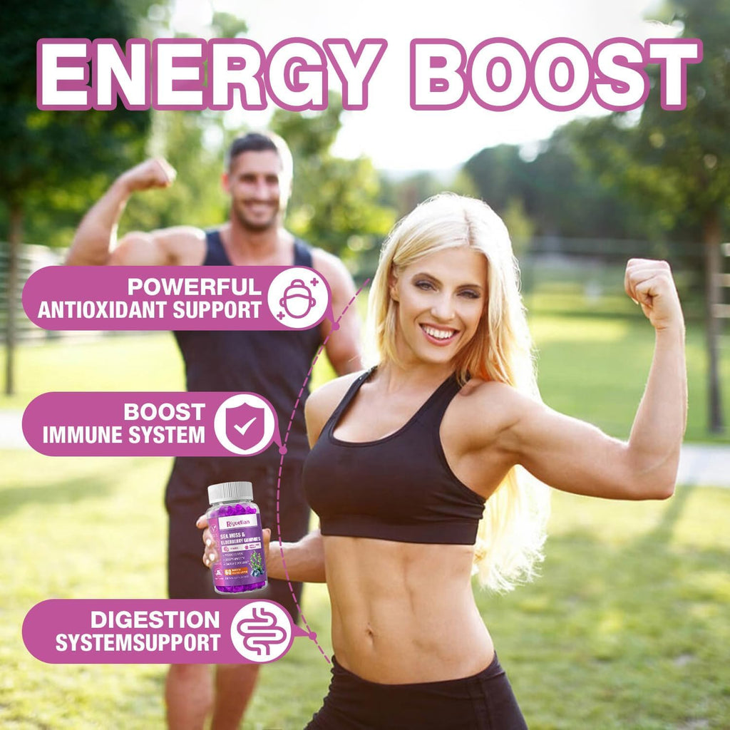 Riyuetian Gominolas Sea Moss y Elderberry con Vitamina C y Zinc, 120 Unidades (Pack de 2)