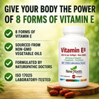 New Roots Herbal Vitamina E 400 UI con 8 Tocoferoles y Tocotrienoles, 120 Cápsulas Blandas