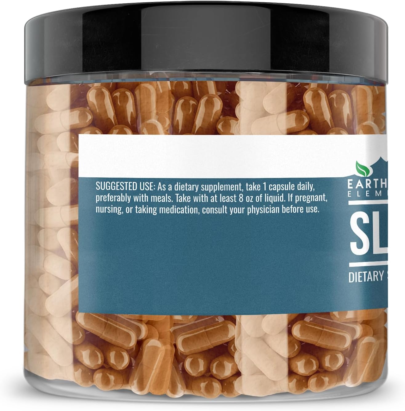 Earthborn Elements Slippery Elm 200 Cápsulas, Puro y sin Diluir, Sin Aditivos