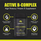 myBrainCo. Active-B Complex – Complejo B Activado de Alta Potencia con B2, B6, B12 y Metilfolato – Apoya Energía, Función Cerebral y Sistema Nervioso – 60 Cápsulas Vegetales