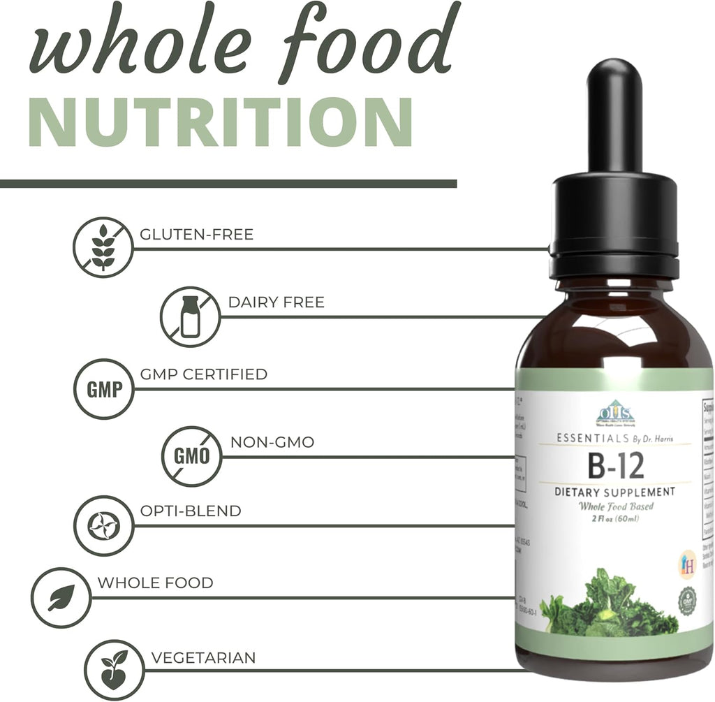 Optimal Health Systems Essential B-12 Drops | Vitamina B12 Líquida para Energía y Apoyo Cognitivo | 60 ml