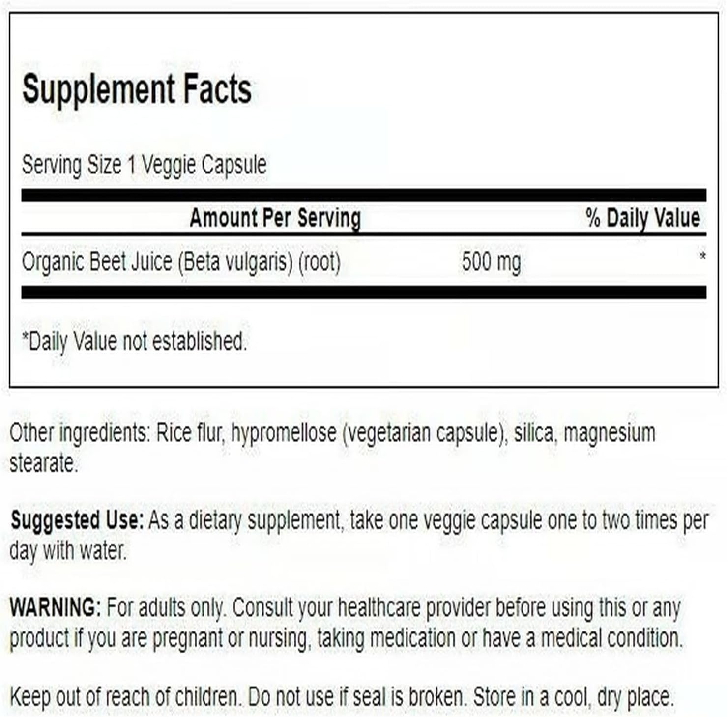 Swanson Zumo de Remolacha Orgánico Liofilizado 500 mg 60 Cápsulas Veganas (2 Paquetes)
