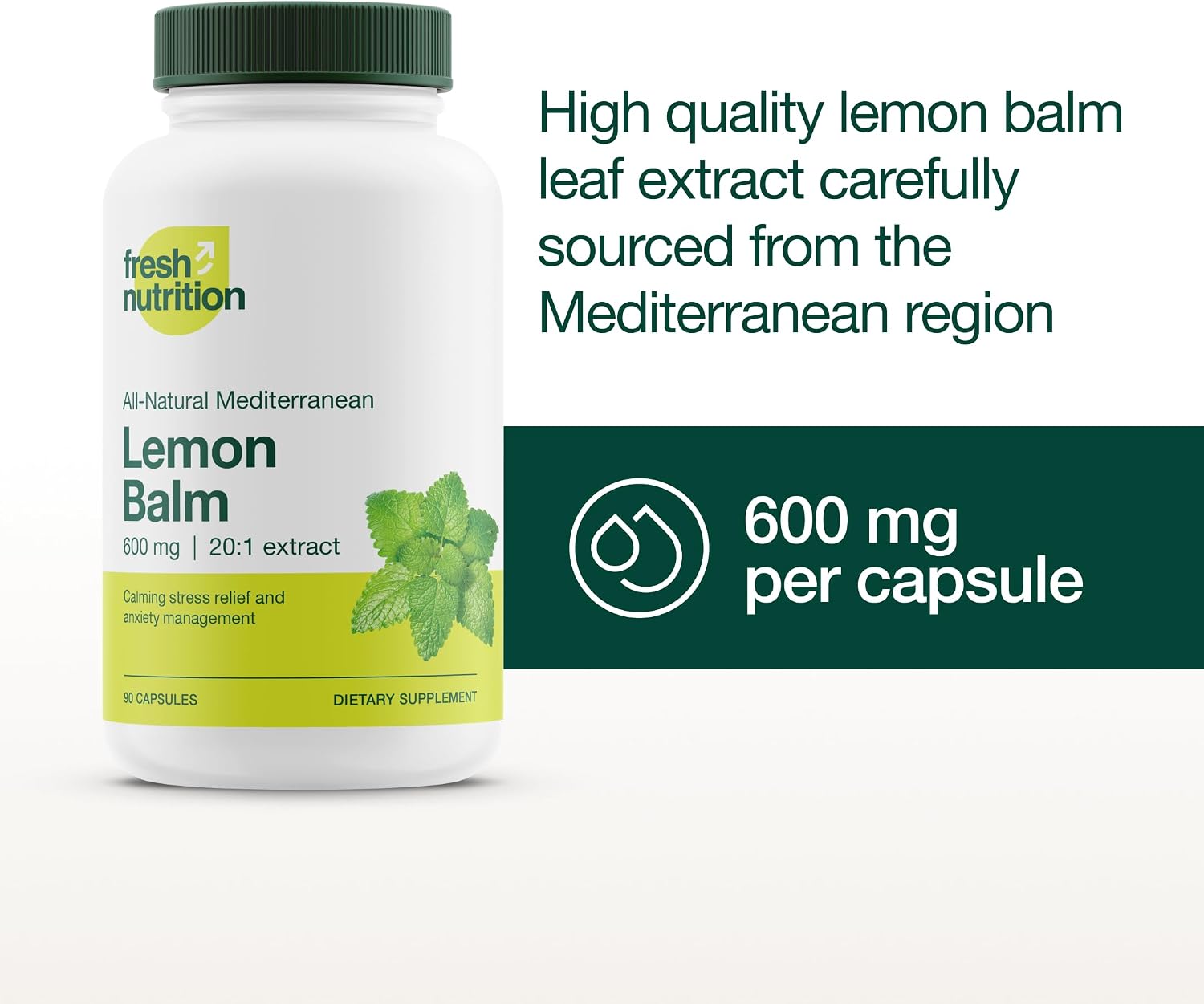 Extracto de Melisa en Cápsulas – 600 mg, 90 cápsulas