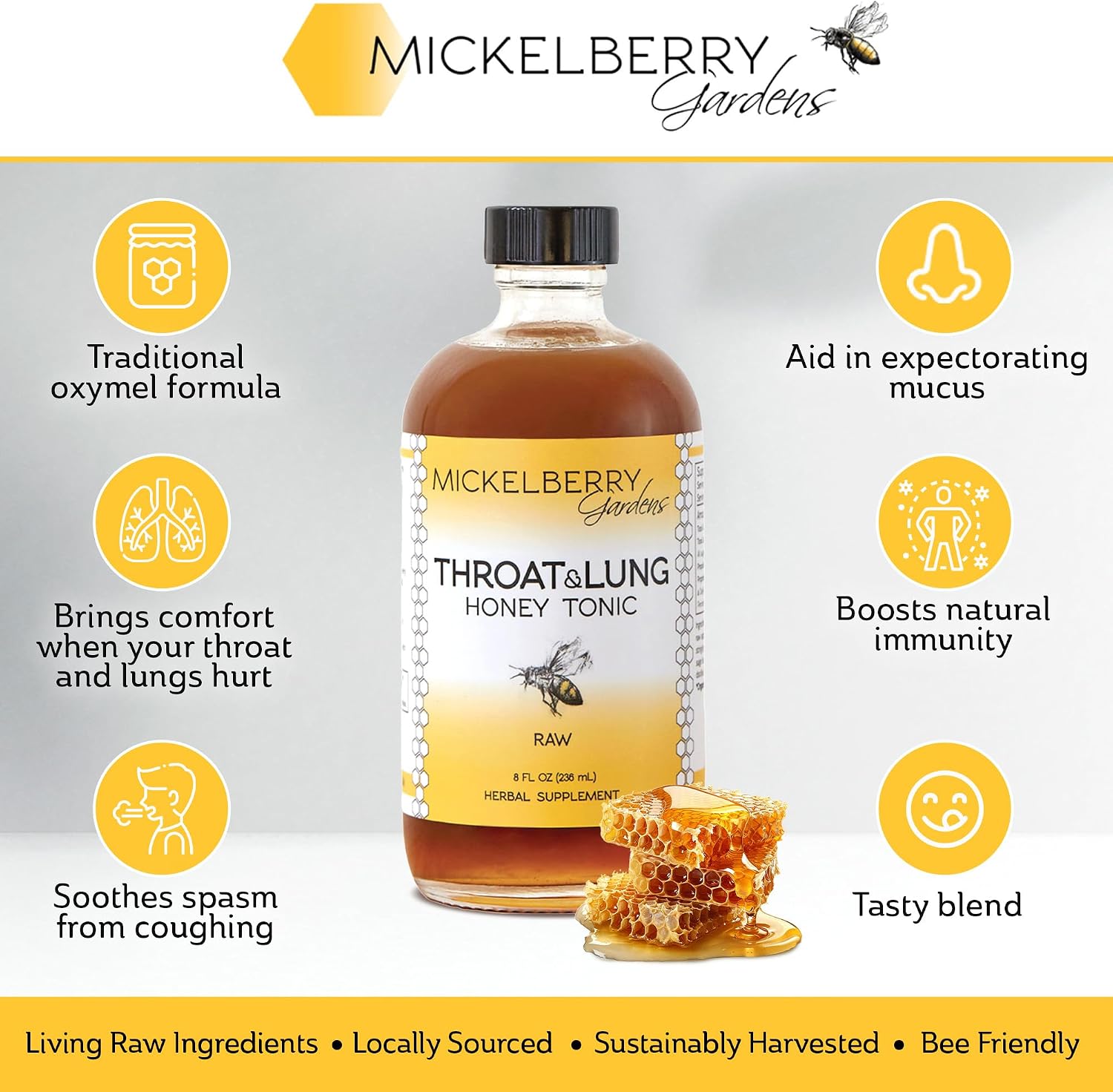 Mickelberry Gardens Tónico de Miel para Garganta y Pulmones (2x118ml)