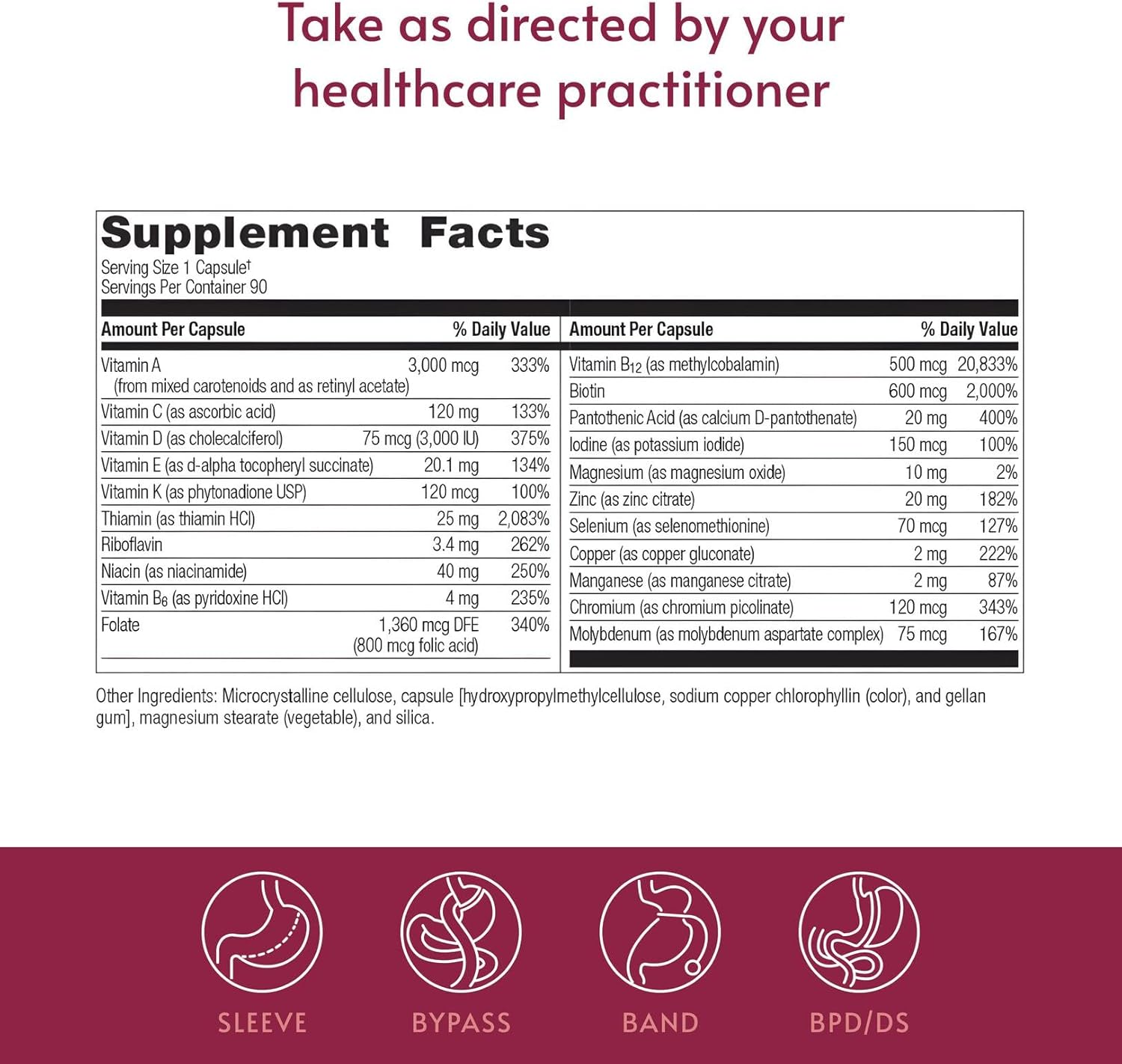 Bariatric Advantage Ultra Solo Sin Hierro - Multivitamínico Diario para Pacientes Bariátricos - 90 Cápsulas