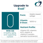 Designs for Health ADK Evail - 5000 UI Vitamina D3 con Vitaminas A, E y K (K1+K2) - Complejo Liposoluble - 60 Cápsulas blandas