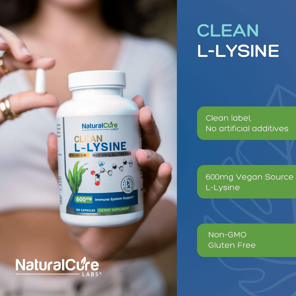 Palmara Health Clean L-Lisina 600mg, 120 Cápsulas | Vegano, No GMO y Sin Gluten