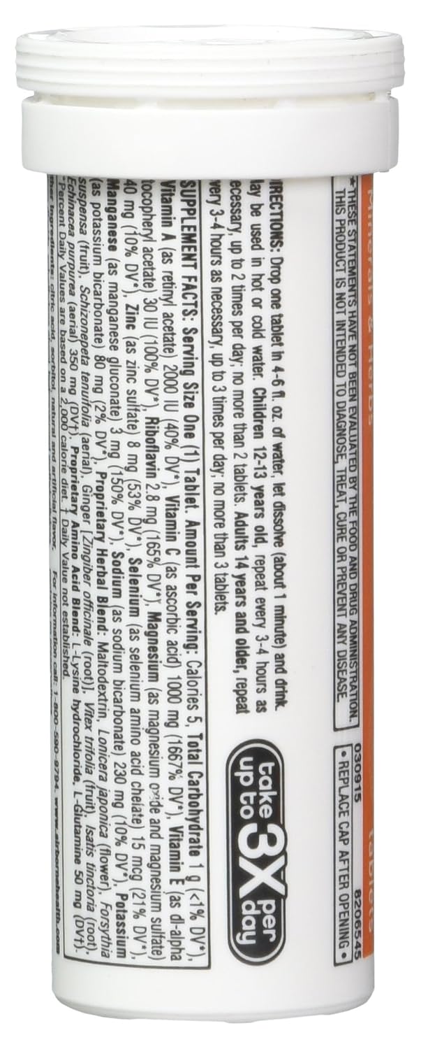 Airborne Effervescent Tablets Orange Flavor, 1000 mg Vitamin C, 10 Count