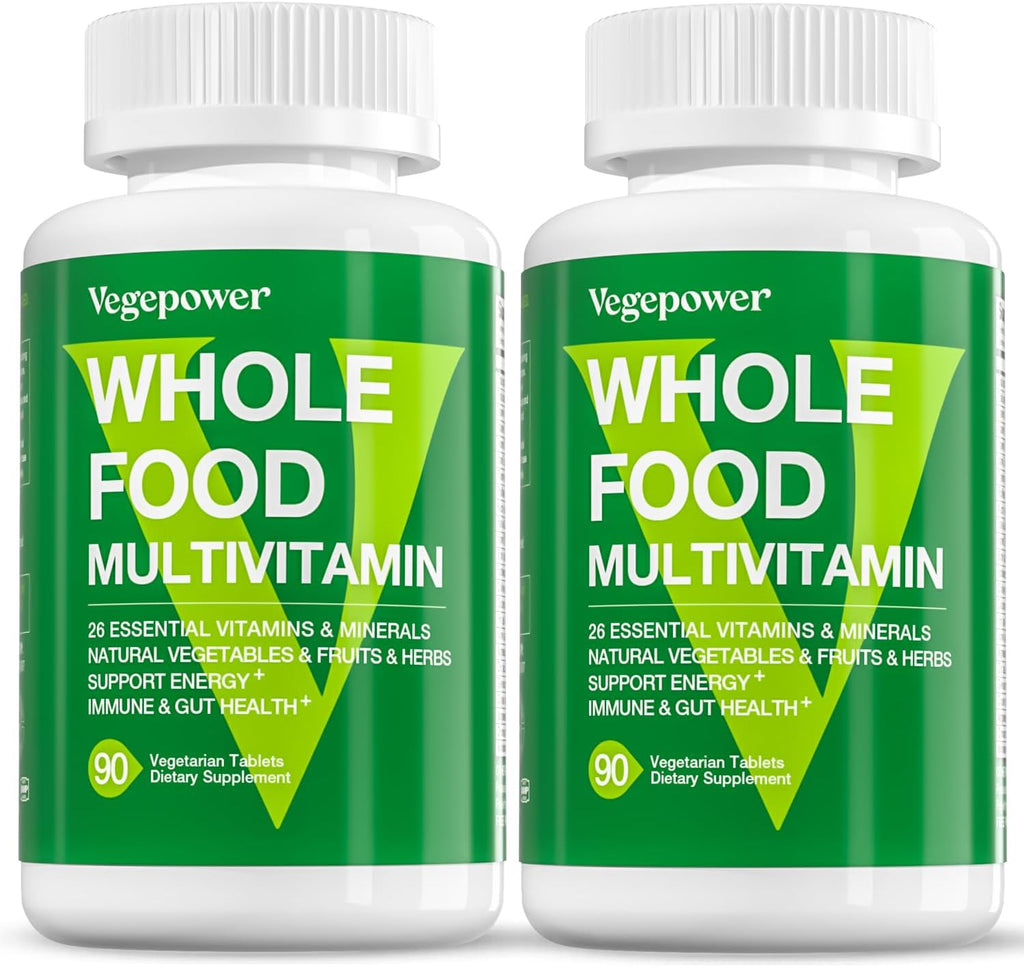 VEGEPOWER Multivitamínico Vegano con Hierro, Metilado, Complejo B, Frutas y Verduras, Enzimas, Omega, Hongos, 90 Comprimidos