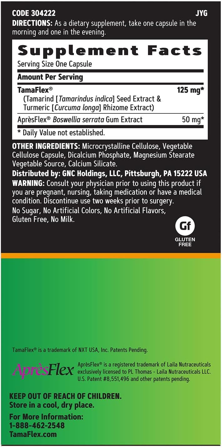 GNC TamaFlex Fast Acting, Apoyo Articular, 120 Cápsulas Vegetarianas