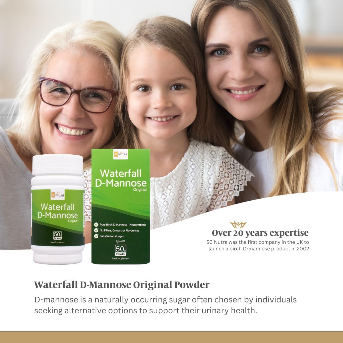 Waterfall D-Mannose Powder - 100% Pure Birch - 50g