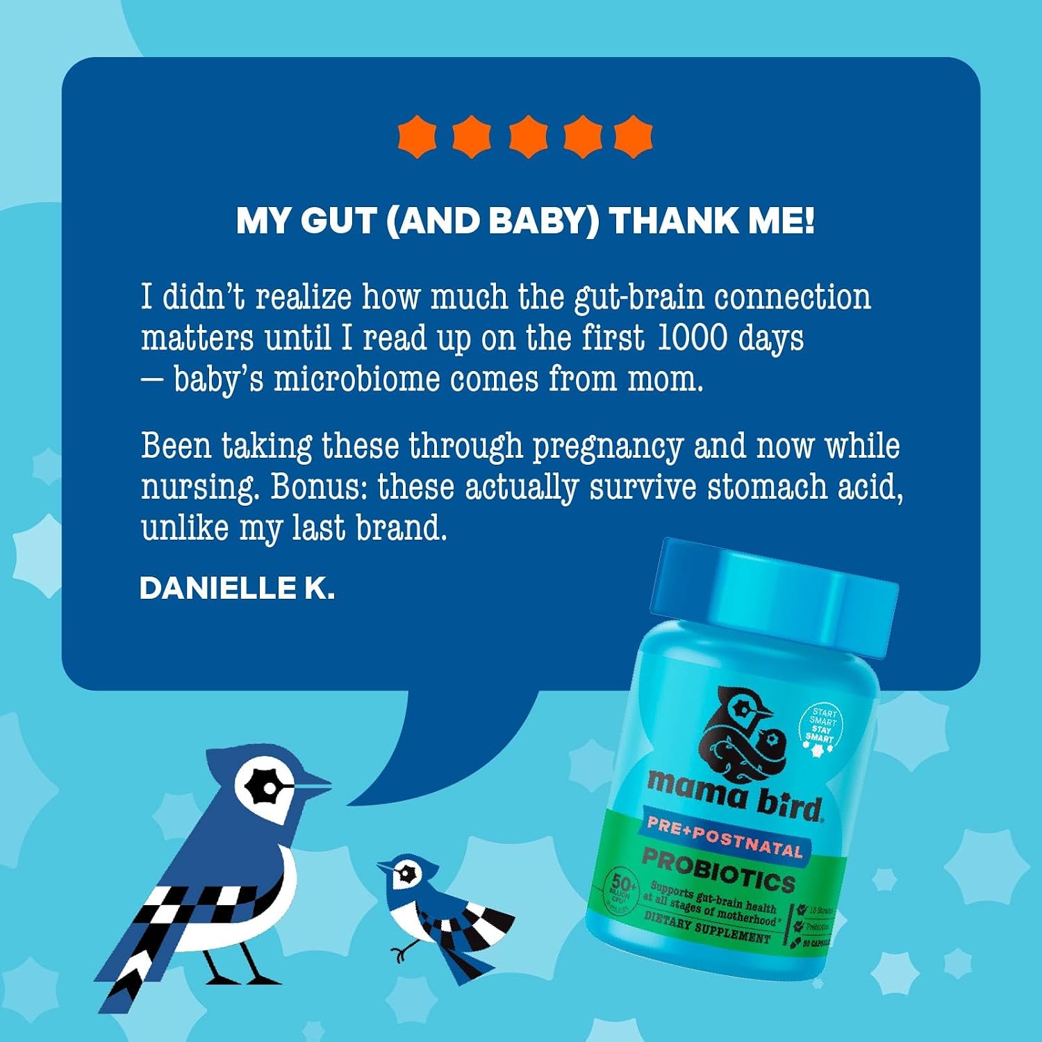 Mama Bird Probiotics - Probiótico Prenatal 50 Mil Millones UFC - 30 Cápsulas