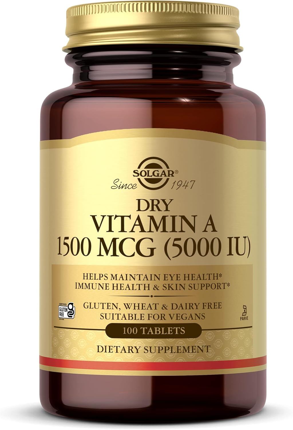 Solgar Vitamina A Seca 1500 mcg (5000 UI) - 100 Comprimidos