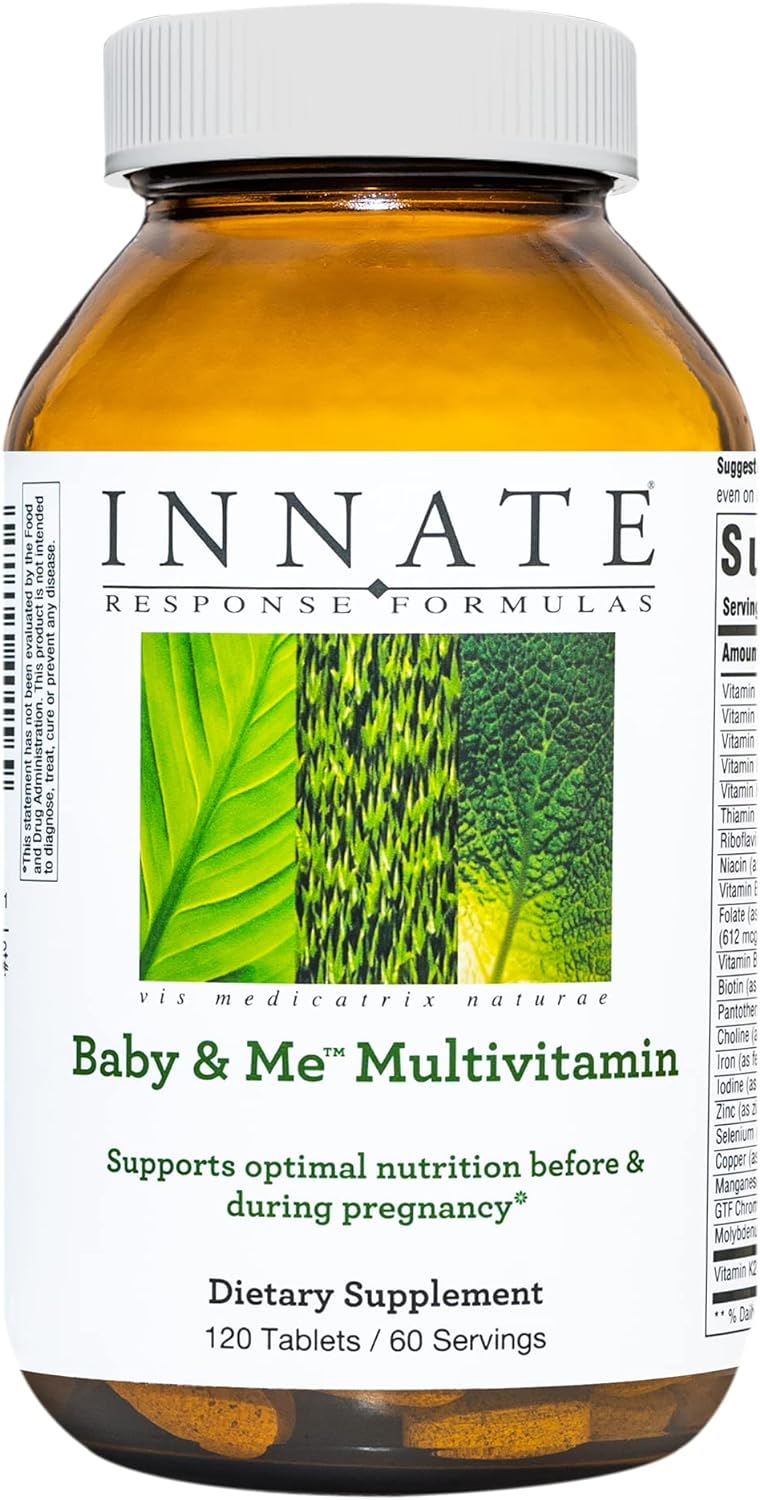 Innate Response Formulas Baby & Me Multivitamin - Vitaminas Prenatales y Postnatales con Colina, Metilfolato, B12 y D3 - 120 Comprimidos (60 Dosis)