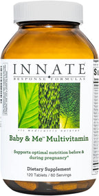 Innate Response Formulas Baby & Me Multivitamin - Vitaminas Prenatales y Postnatales con Colina, Metilfolato, B12 y D3 - 120 Comprimidos (60 Dosis)