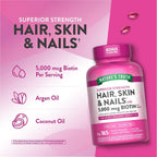 Nature's Truth Hair, Skin & Nails Vitamins | 5000 mcg Biotin | 165 Softgels | with Collagen