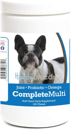 Healthy Breeds French Bulldog Multivitamínico Todo en Uno Masticable Suave – 120 Unidades