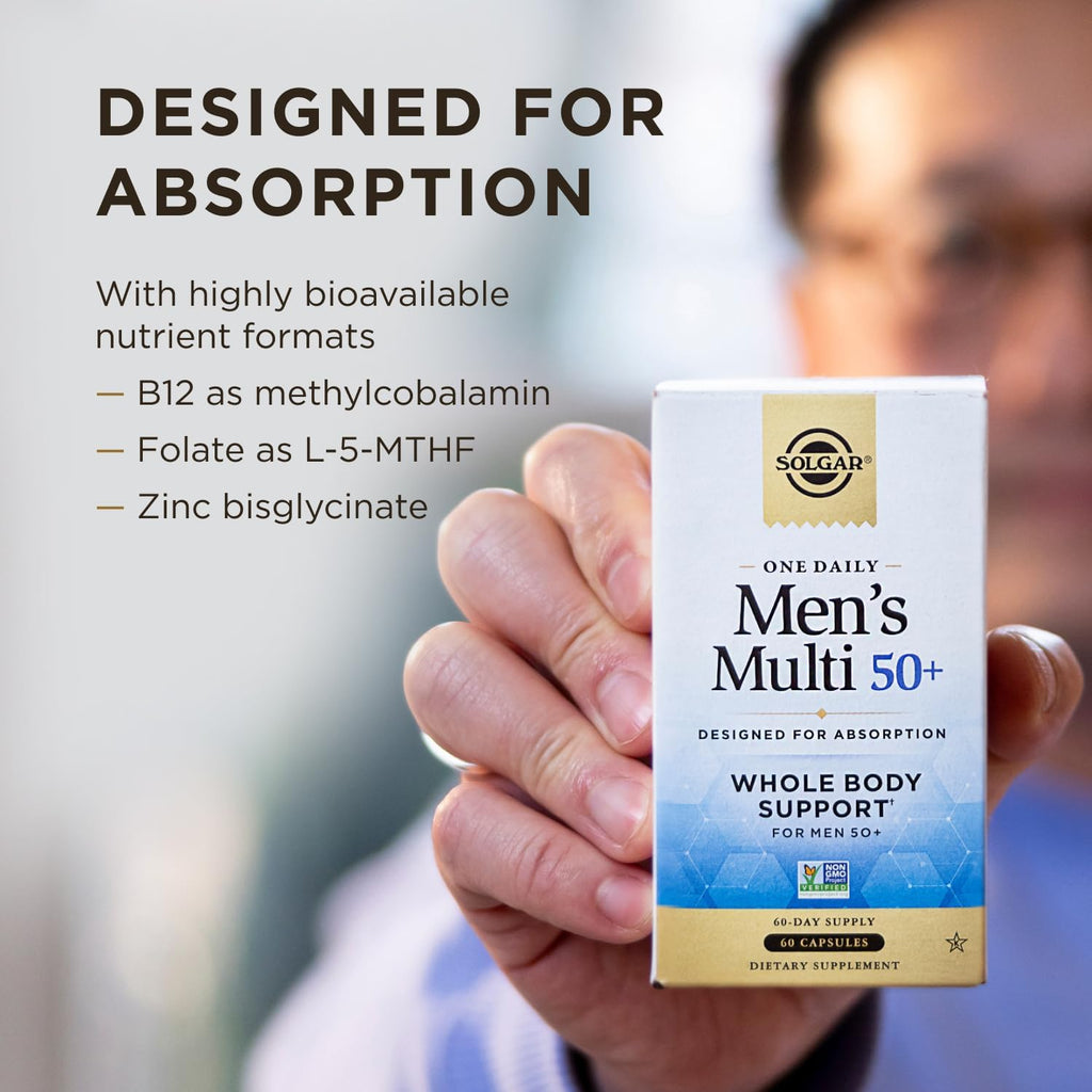 Solgar One Daily Men's Multi 50+ - Multivitamínico Completo para Hombres Mayores de 50 Años, 60 Cápsulas Veganas de Liberación Retardada