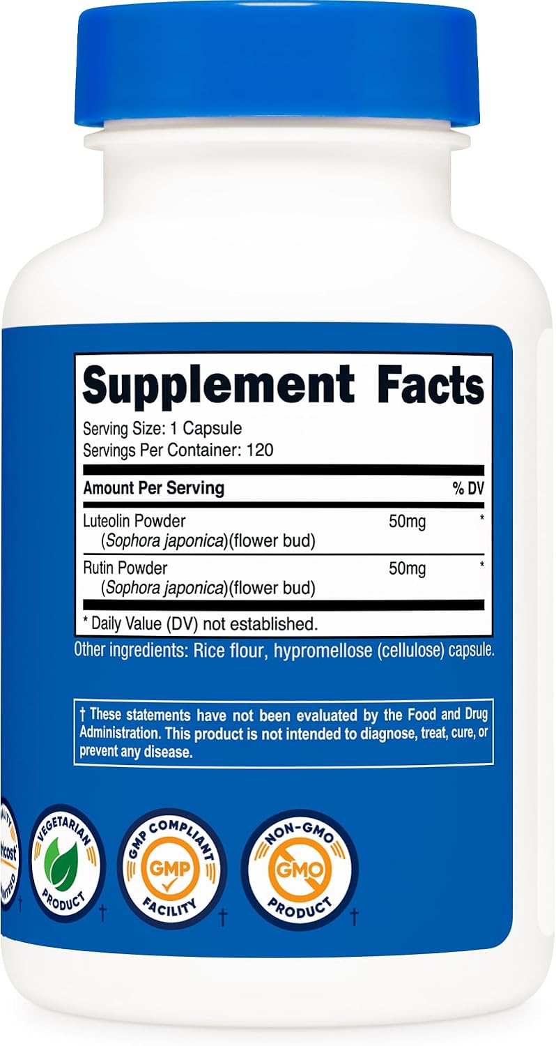 Nutricost Luteolina con Rutina Complex 100mg (50mg Luteolina, 50mg Rutina) 120 Cápsulas - Vegano, No Transgénico, Sin Gluten