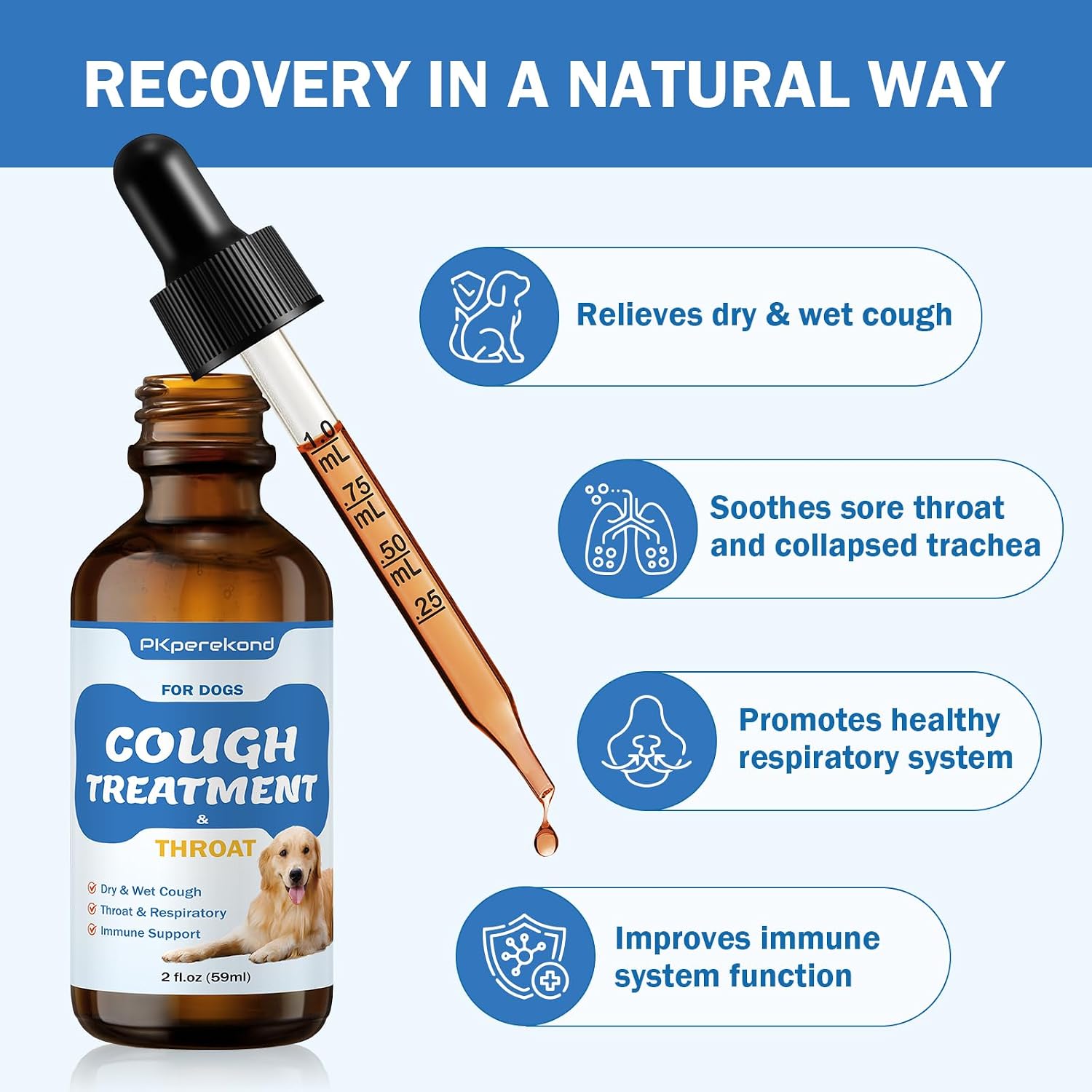 Tratamiento Natural para la Tos en Perros - Alivio Respiratorio e Inmunológico - 60 ml