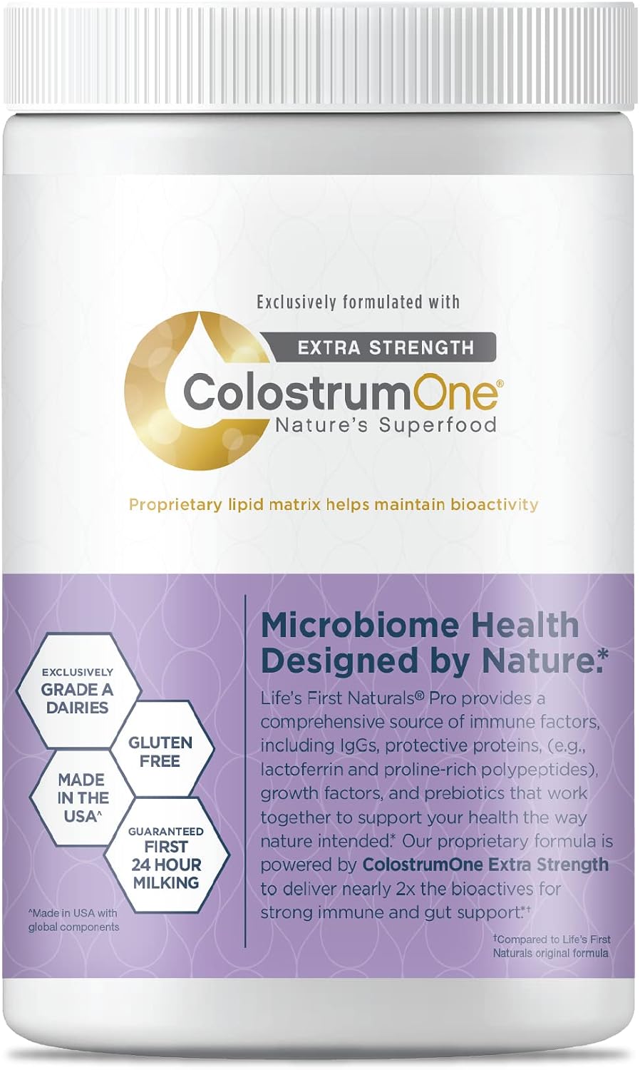Life's First Naturals Pro Extra Strength Colostrum en Polvo Digestivo e Inmune para Adultos