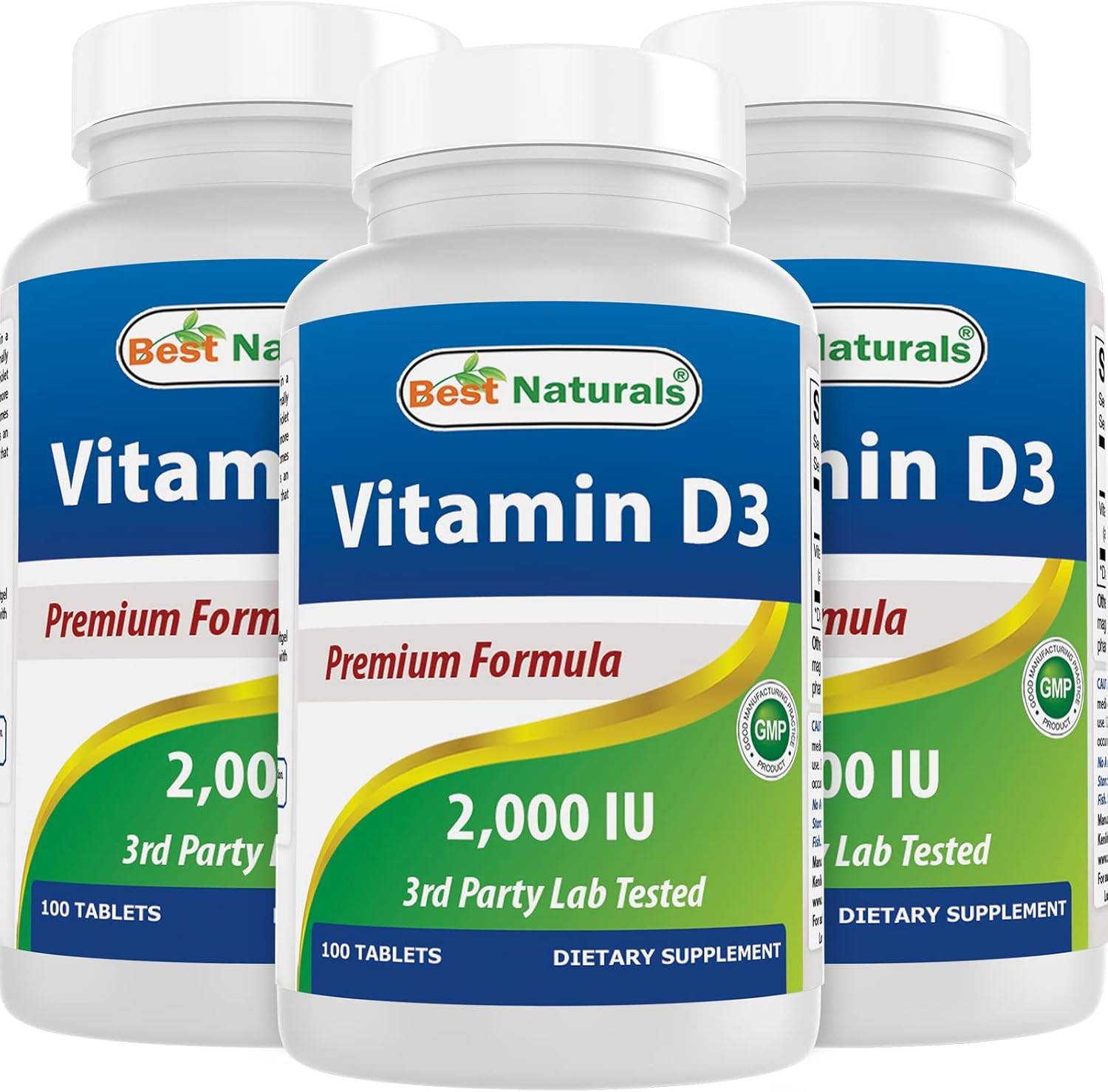 Best Naturals Vitamina D3 2000 UI (50 mcg) - 100 Comprimidos (Pack de 3)