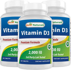 Best Naturals Vitamina D3 2000 UI (50 mcg) - 100 Comprimidos - Pack de 2