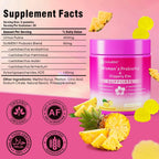 Her Juicy Feminine Probiotics Gummies, Salud Femenina - Apoya el Equilibrio del pH, con Olmo Resbaladizo, Prebióticos y Mezcla de Lactobacillus, Sabor a Piña - 60 Gominolas