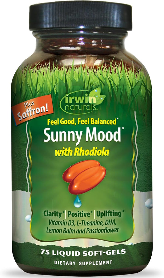 Irwin Naturals Sunny Mood - Emotional Balance and Mood Support, 75 Liquid Soft-Gels