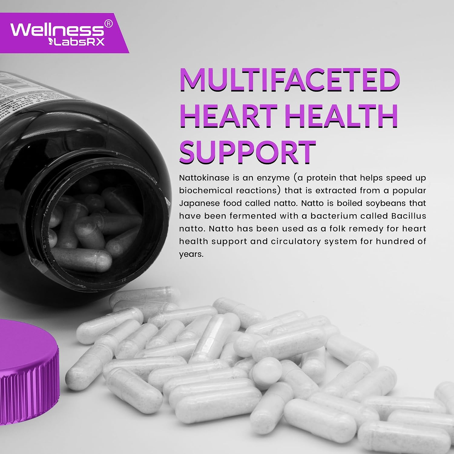 Nattokinase Cápsulas 5000 FU, Enzimas de Natto Japonés, Apoyo Diario, 120 Cápsulas (Pack de 2)
