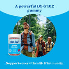 BeLive Gominolas de Vitamina D3 y B12 - 60 uds, Sabor Fresa