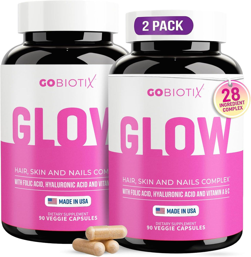 GOBIOTIX GLOW - Vitaminas para Cabello, Piel y Uñas - 180 Cápsulas
