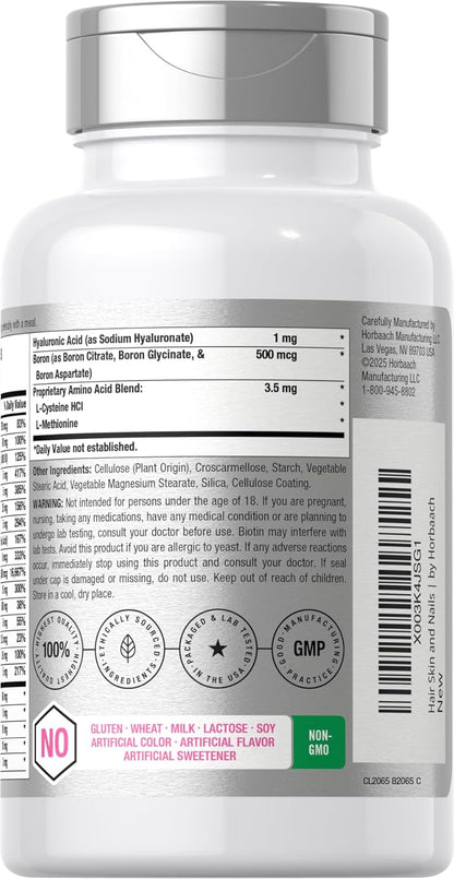 Horbäach Hair Skin & Nails Vitamin Supplement | 150 Coated Caplets | Formula with Biotin and Collagen | Non-GMO & Gluten Free – Image 3